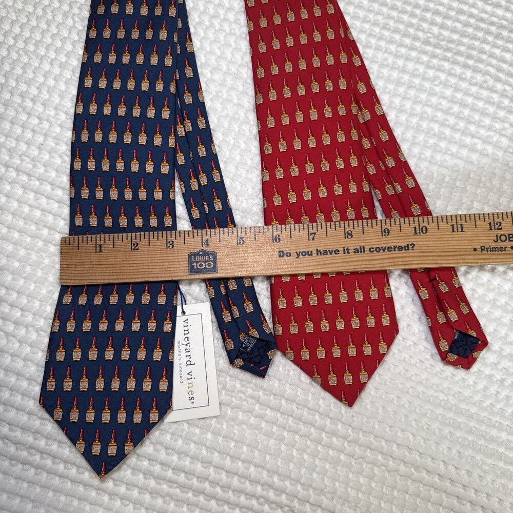 Vineyard Vines Silk Makers Mark Whiskey Novelty Ties Pair Red Blue USA NWT - Picture 5 of 9